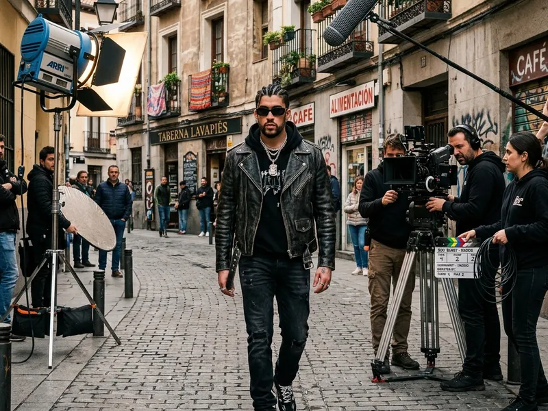 Bad Bunny graba videoclip sorpresa en Madrid y paraliza el barrio de Lavapiés